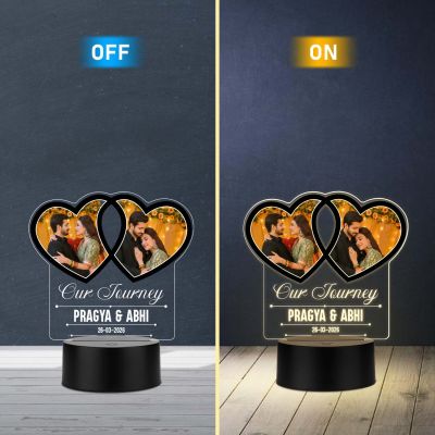 Personalized Couples UV Print Heart Shape LED Photo Lamp Multicolor Acrylic Light
